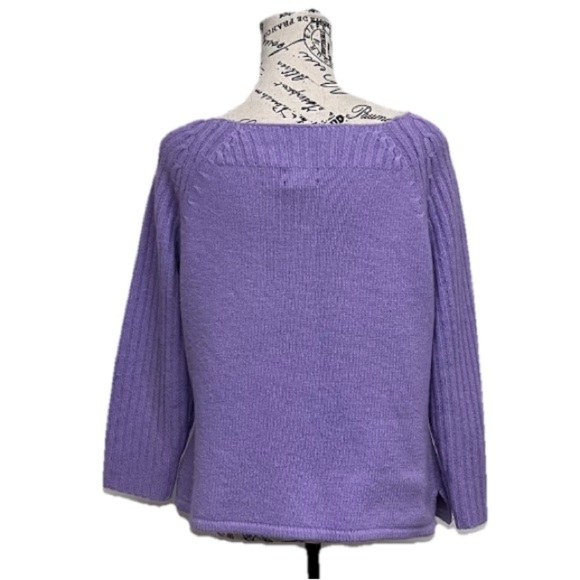 rafaella angora Wool sweater Purple Boxy Preppy Coastal Beach Boho Peasent L - Picture 4 of 8